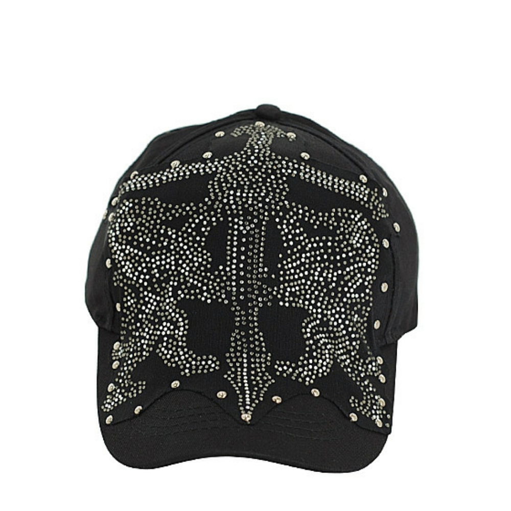 Rhinestone and studded cross cap